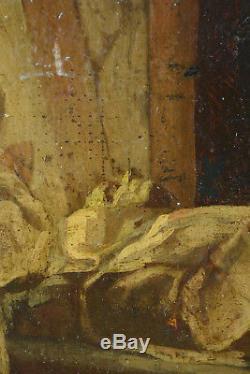 Beau tableau ancien Religieux Mort saint Bruno moine Chartreux EUSTACHE LE SUEUR