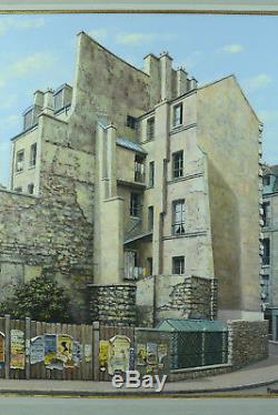 Beau tableau ancien Rue Mouffetard Paris Affiche Palissage Villeglé René Dulieu