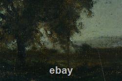 Beau tableau ancien paysage arboré campagne normande impressionniste sv Daubigny
