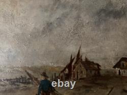 Belle Peinture Huile Sur Panneau Bois Hsp Marine Bateau Tableau 1900 Art Ancien