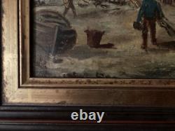Belle Peinture Huile Sur Panneau Bois Hsp Marine Bateau Tableau 1900 Art Ancien