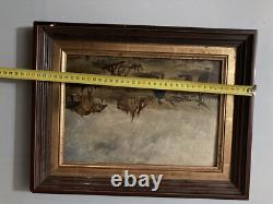 Belle Peinture Huile Sur Panneau Bois Hsp Marine Bateau Tableau 1900 Art Ancien