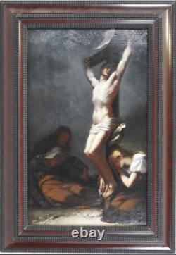 CHRIST EN CROIX, JOUY 19e d'après PRUD'HON tableau Ancien vintage antique