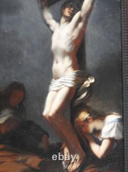 CHRIST EN CROIX, JOUY 19e d'après PRUD'HON tableau Ancien vintage antique