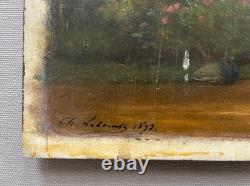 Charles Joseph A. LECOINTE, élégantes dans un parc, tableau ancien signé