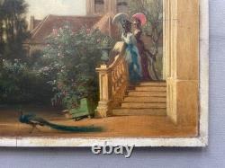 Charles Joseph A. LECOINTE, élégantes dans un parc, tableau ancien signé