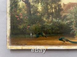 Charles Joseph A. LECOINTE, élégantes dans un parc, tableau ancien signé