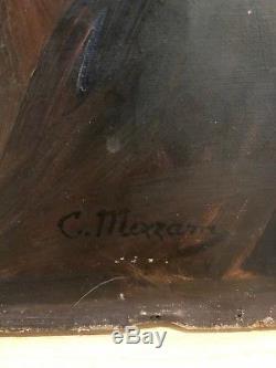 Charles Mezzara Chevalier en armure, Huile sur toile tableau ancien medieval