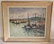 Côte Vassal Honfleur Huile sur toile Paysage marin bateaux signé tableau ancien