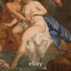 Cupidon et Psyché ancien tableau huile sur toile peinture mythologique 700