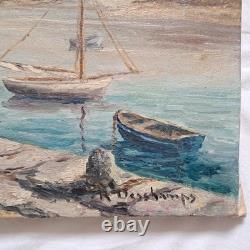 Deschamps marine Bretagne St Saint Quay Portrieux breton tableau peinture ancien