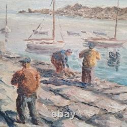 Deschamps marine Bretagne St Saint Quay Portrieux breton tableau peinture ancien