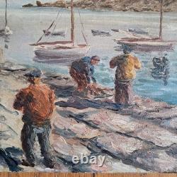 Deschamps marine Bretagne St Saint Quay Portrieux breton tableau peinture ancien