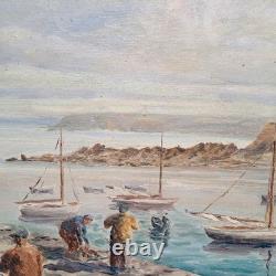 Deschamps marine Bretagne St Saint Quay Portrieux breton tableau peinture ancien