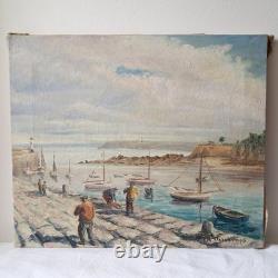 Deschamps marine Bretagne St Saint Quay Portrieux breton tableau peinture ancien Deschamps marine Bretagne St Saint Quay Portrieux breton tableau peinture ancien