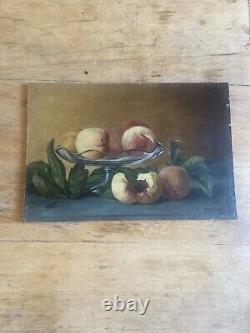 Duo de Tableaux Anciens peinture à l' huile Nature Morte Aux Fruits Époque 1900