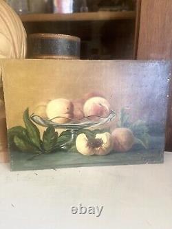 Duo de Tableaux Anciens peinture à l' huile Nature Morte Aux Fruits Époque 1900