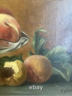 Duo de Tableaux Anciens peinture à l' huile Nature Morte Aux Fruits Époque 1900