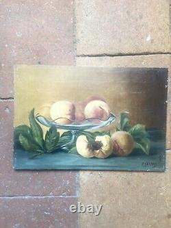 Duo de Tableaux Anciens peinture à l' huile Nature Morte Aux Fruits Époque 1900