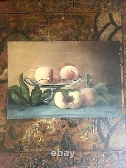 Duo de Tableaux Anciens peinture à l' huile Nature Morte Aux Fruits Époque 1900