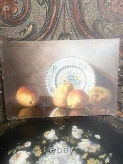 Duo de Tableaux Anciens peinture à l' huile Nature Morte Aux Fruits Époque 1900
