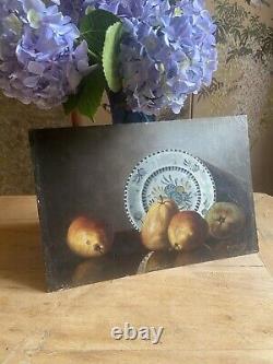 Duo de Tableaux Anciens peinture à l' huile Nature Morte Aux Fruits Époque 1900