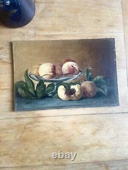 Duo de Tableaux Anciens peinture à l' huile Nature Morte Aux Fruits Époque 1900