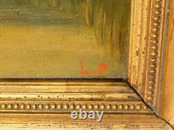 École Française 2 Tableaux anciens signé Paysage Animé Peinture huile sur Papier