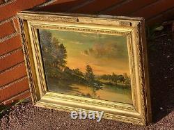 École Française 2 Tableaux anciens signé Paysage Animé Peinture huile sur Papier