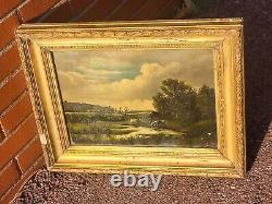 École Française 2 Tableaux anciens signé Paysage Animé Peinture huile sur Papier
