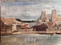 Ecole Française du début du XIXème-Corot-Vue d'Avignon-Provence-Tableau ancien