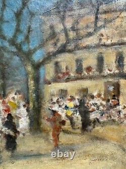 Ecole Française vers 1900 Bal Populaire tableau ancien impressionniste