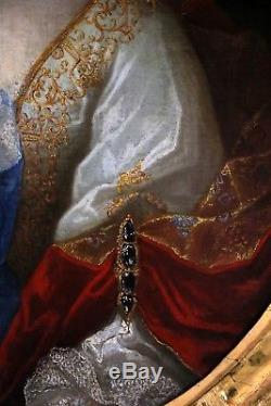 Ecole provençale vers 1680 Grand portrait Dame de qualité-Tableau ancien