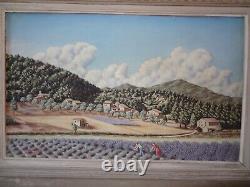 Eugene courlet ancien tableau cueilleurs de lavande en Provence 1961