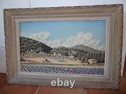 Eugene courlet ancien tableau cueilleurs de lavande en Provence 1961