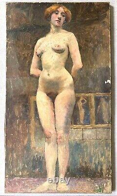 Femme Nue René GOUIN Tableau Ancien Impressionnisme Erotisme Toulouse Lautrec