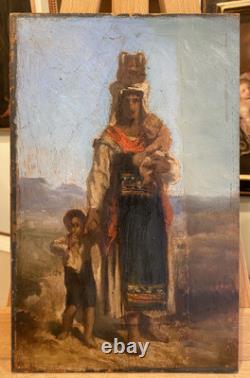 Fernand Cormon (1845-1924) Femme à l'enfant XIXe Orientalisme Tableau Ancien