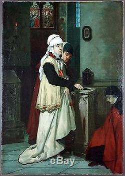 François Dumont (Belge, 1850) Ancien Tableau Peinture Huile Original Painting