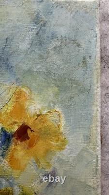 Françoise Pirro Tableau Ancien signé Nature Morte Fleurs Huile Toile