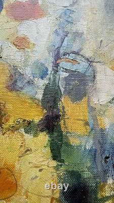 Françoise Pirro Tableau Ancien signé Nature Morte Fleurs Huile Toile