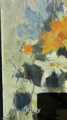 Françoise Pirro Tableau Ancien signé Nature Morte Fleurs Huile Toile