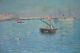 G Lemaitre tableau ancien Orientaliste Marine Baie d'Alger fin XIXe Bateaux