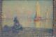 G Maroniez tableau ancien huile retour de pêche port Breton fin XIXe début XXe