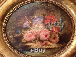 Georges CHONE (1819-) Ancien tableau Ecole de BARBIZON XIXe Bouquet de Fleurs