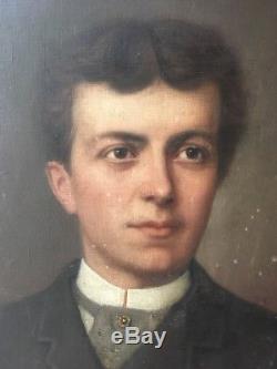 Gianoli portrait d'homme tableau ancien huile sur toile XIXe