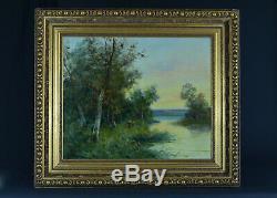 Grand Tableau Ancien Impressionniste signé Edma Morisot Paysage Normandie Corot