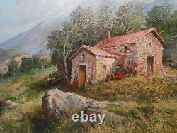 Grand Tableau Ancien Peinture Huile Ecole de Barbizon Provence Alpes DLG XIXeme