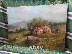 Grand Tableau Ancien Peinture Huile Ecole de Barbizon Provence Alpes DLG XIXeme