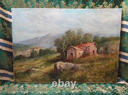 Grand Tableau Ancien Peinture Huile Ecole de Barbizon Provence Alpes DLG XIXeme