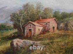 Grand Tableau Ancien Peinture Huile Ecole de Barbizon Provence Alpes DLG XIXeme